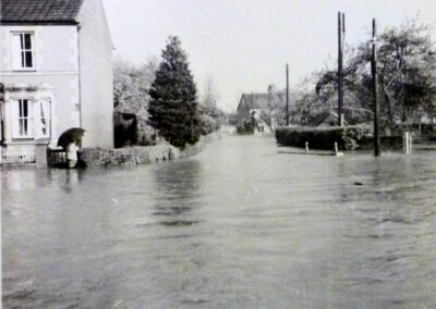 Flooding May 1959 opp Apple Tree Inn Penknap (photo courtesy of Westbury Museum)
